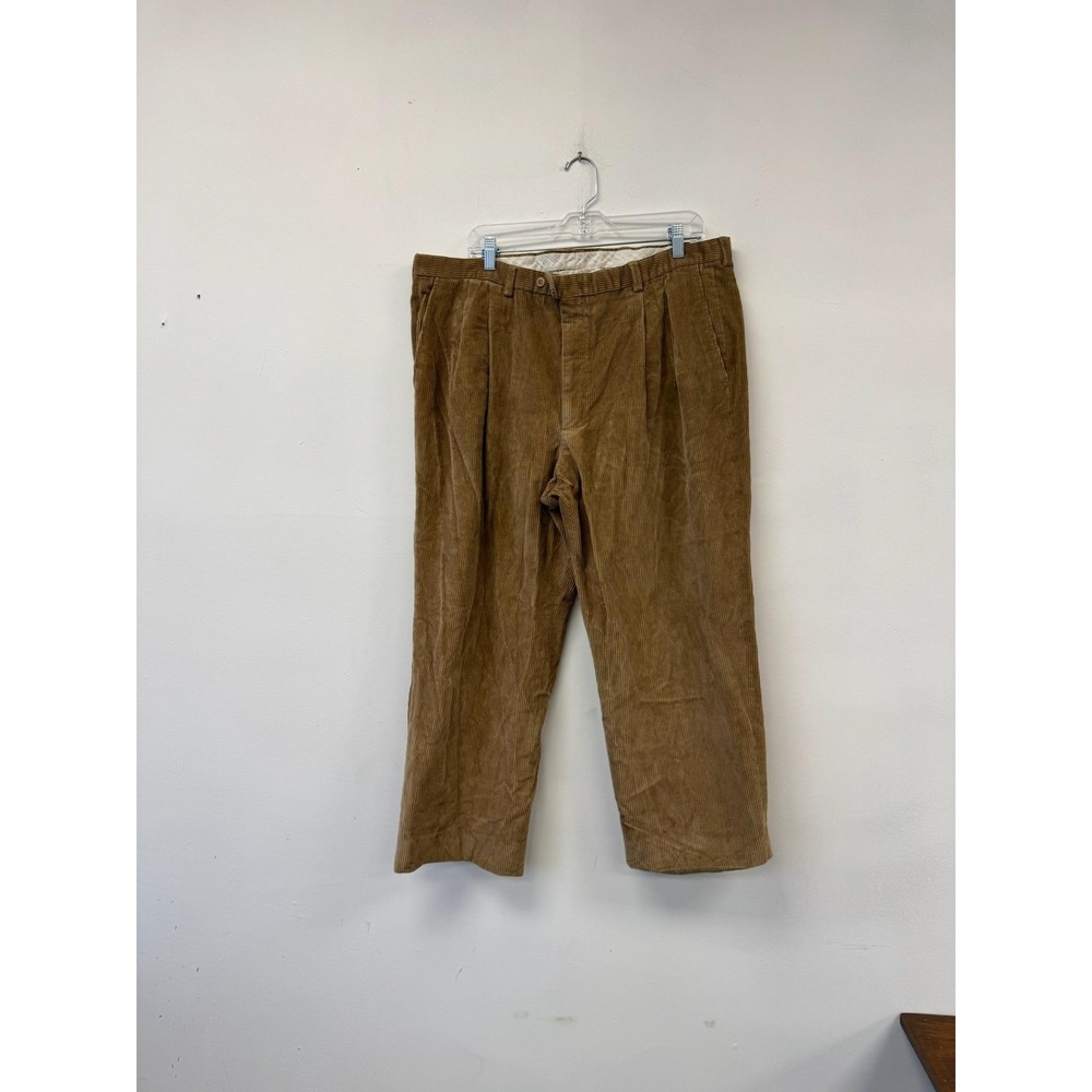 Burberry London Pants Mens 40 Brown‎ Corduroy Pleated Front Casual Trousers
